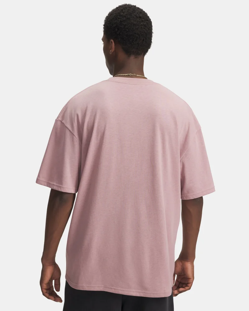 اندر ارمر تيشيرت ثقيل الوزن مزين بشعار العلامة التجارية بنمط منسوج للرجال